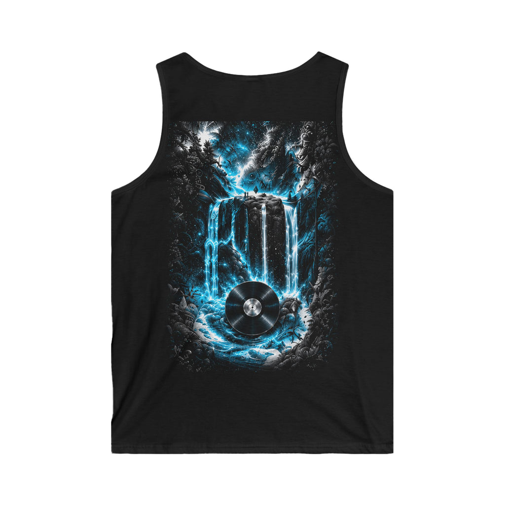 EPAS Waterfall Vinyl Tank Top — Blue Vinyl Record Music Nature Graphic Tank