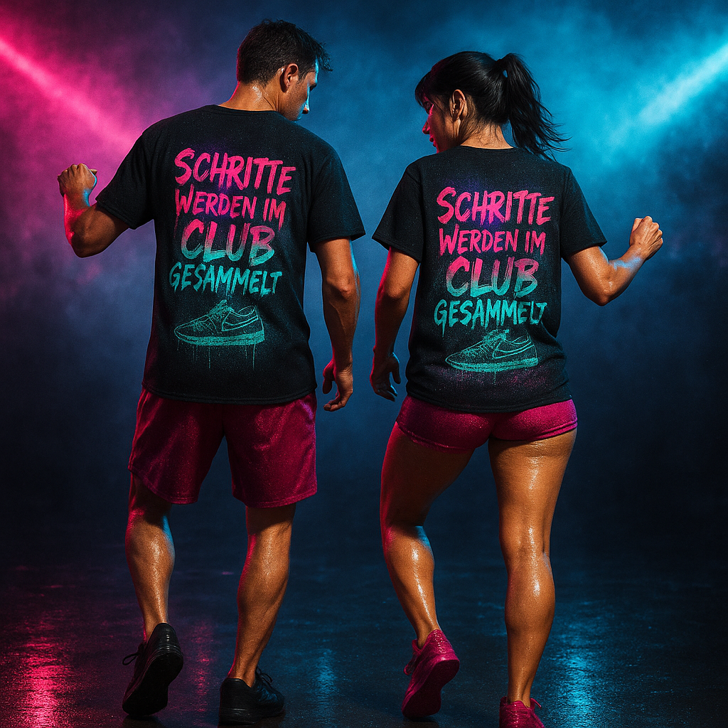 Oversize Tee — "Schritte Werden Im Club Gesammelt" Neon Sneaker Graphic