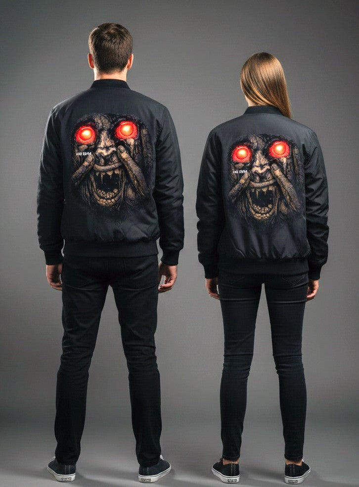 Horror Face Bomber Jacket — ’140 BPM’ Gothic Graphic Men’s Bomber