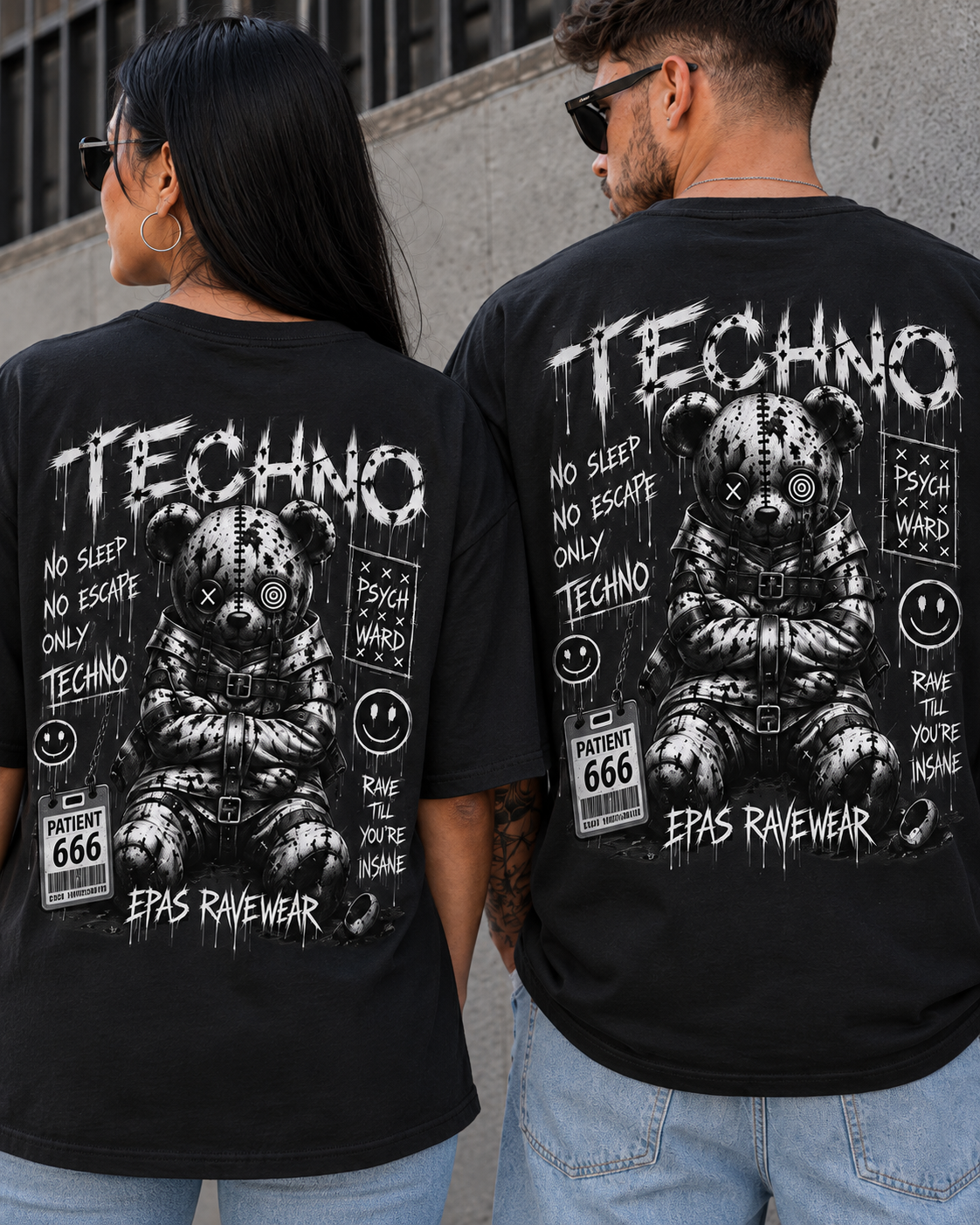 Techno Bear Graphic Tee — EPAS Streetwear Oversized T-Shirt