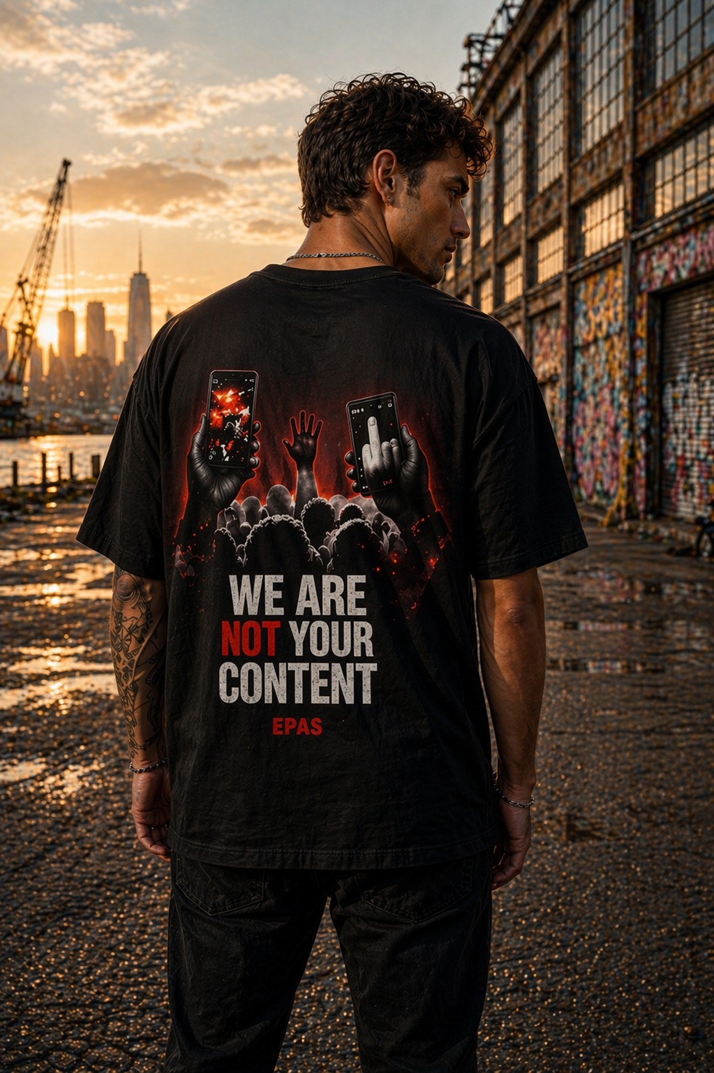 Oversized Tee — "We Are Not Your Content" Social Justice Graphic Shirt