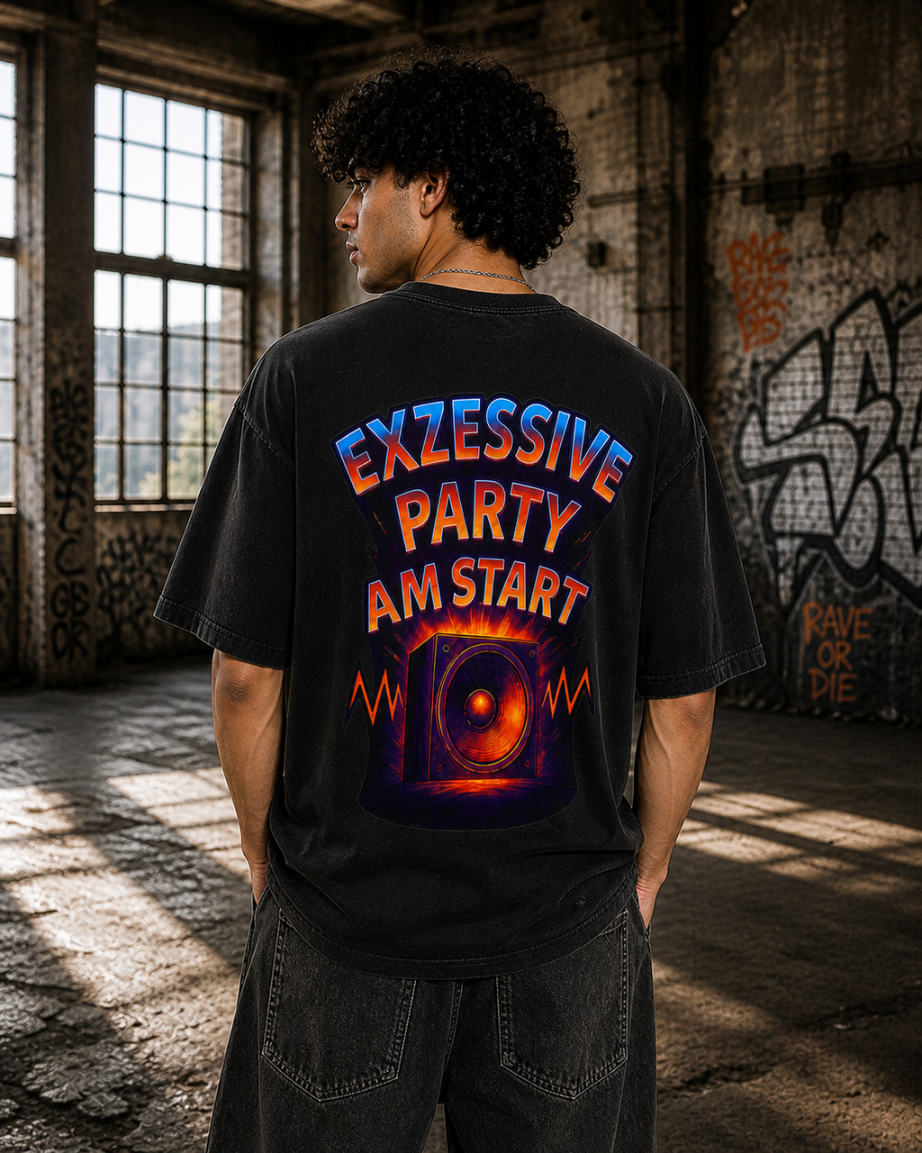 Trendy Rave Oversized Tee - EPAS Ravewear, Party Apparel, Festival Shirt, Unisex Graphic Tee, Dance Event Outfit