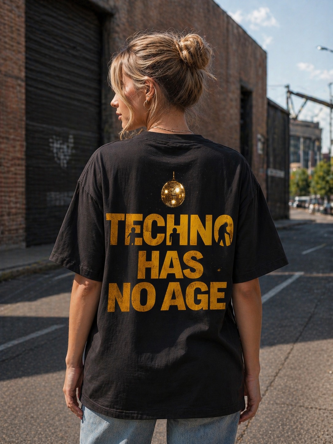 Techno Has No Age Tee - Vintage Gold DJ Music Graphic T-Shirt