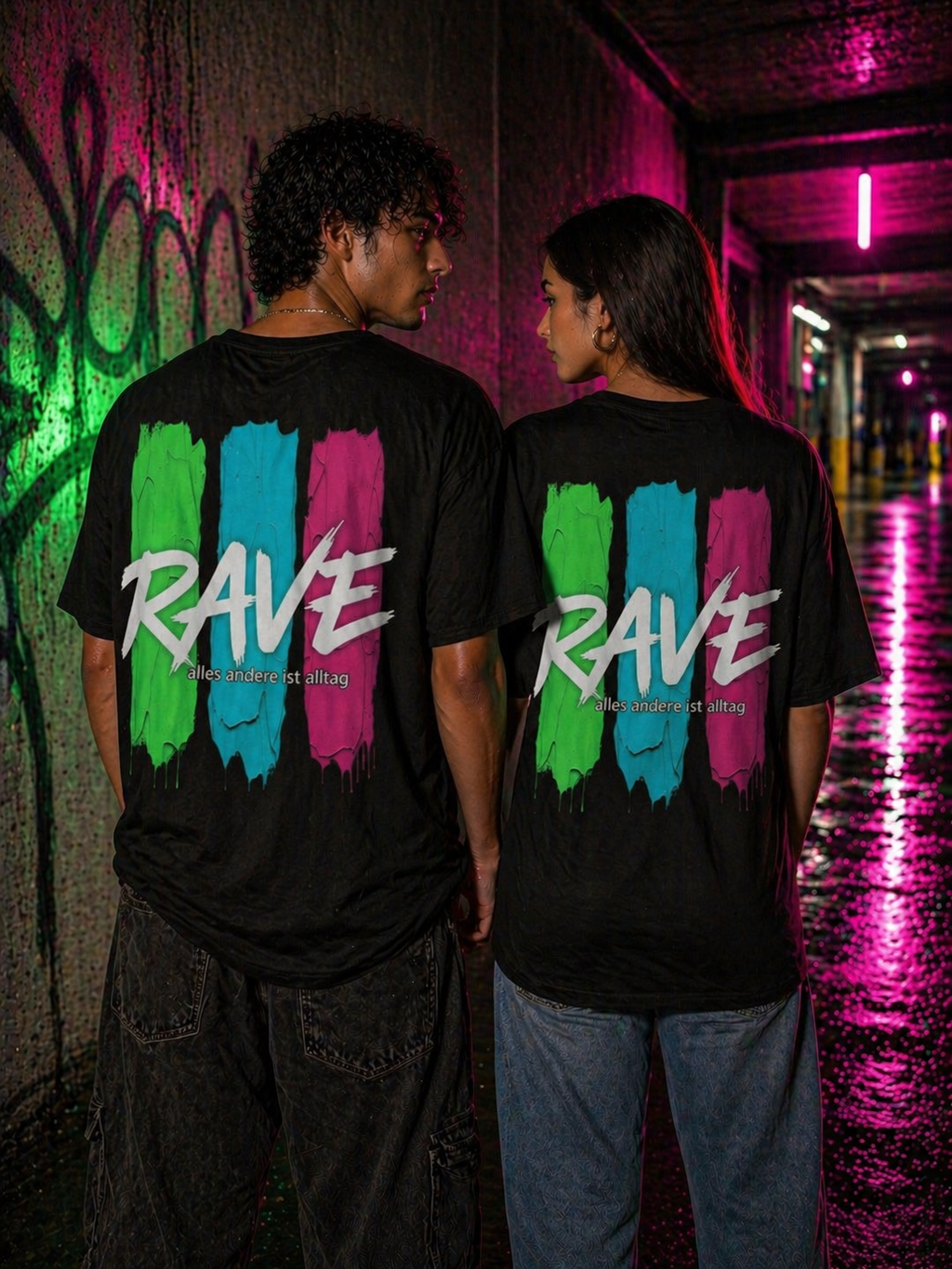Rave Paint-Stripe Oversized Tee