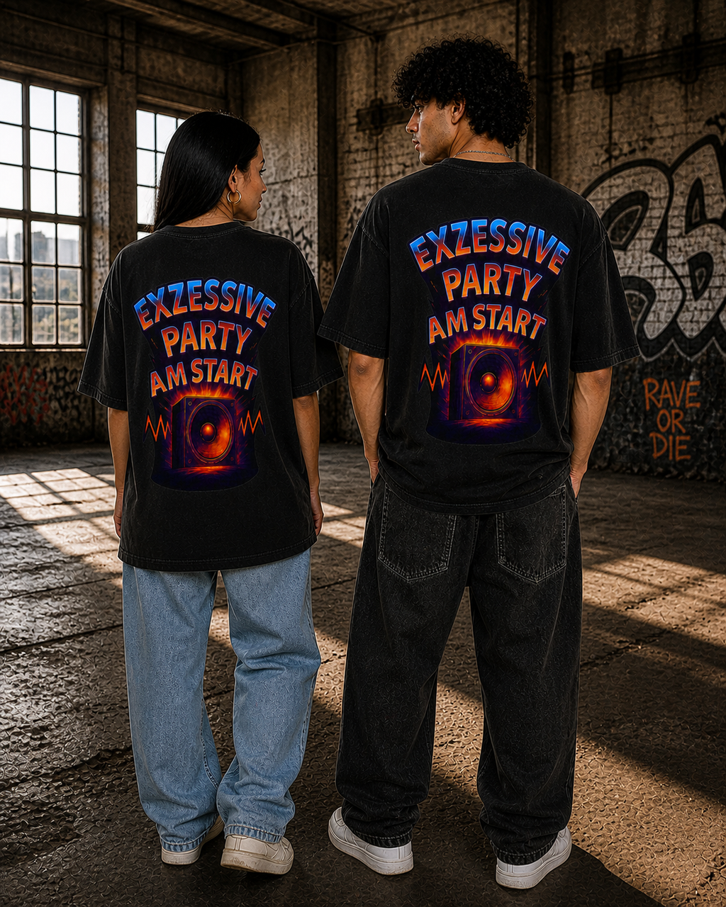 Trendy Rave Oversized Tee - EPAS Ravewear, Party Apparel, Festival Shirt, Unisex Graphic Tee, Dance Event Outfit