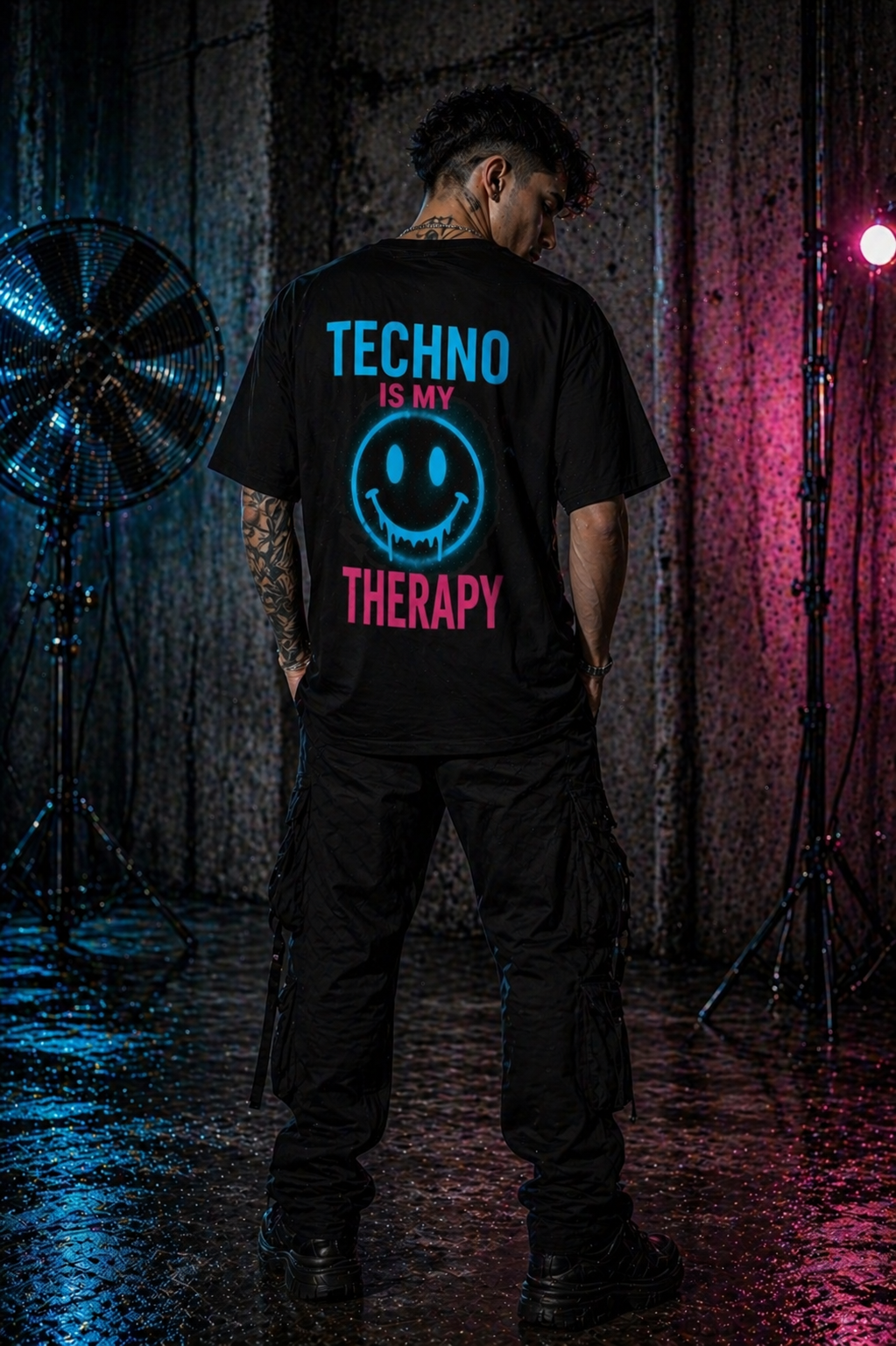 Techno Therapy Tees - Unisex Heavy Oversize Tee for Rave Lovers, Festival Fashion, EDM Enthusiasts, Music Therapy Apparel, Party Wear