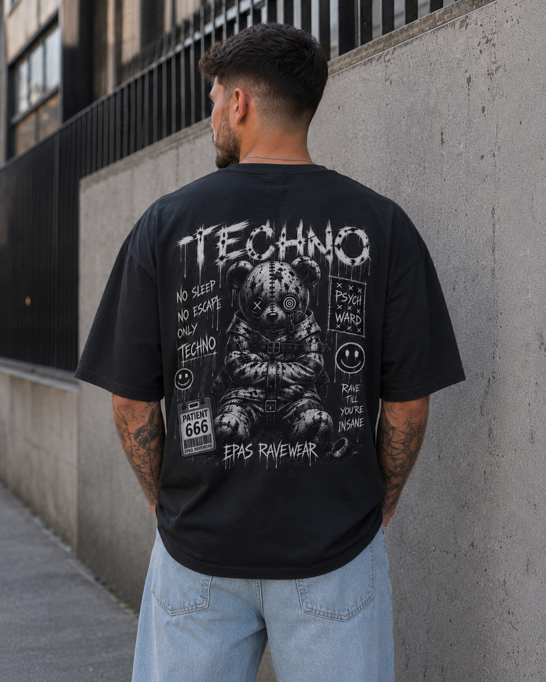 Techno Bear Graphic Tee — EPAS Streetwear Oversized T-Shirt