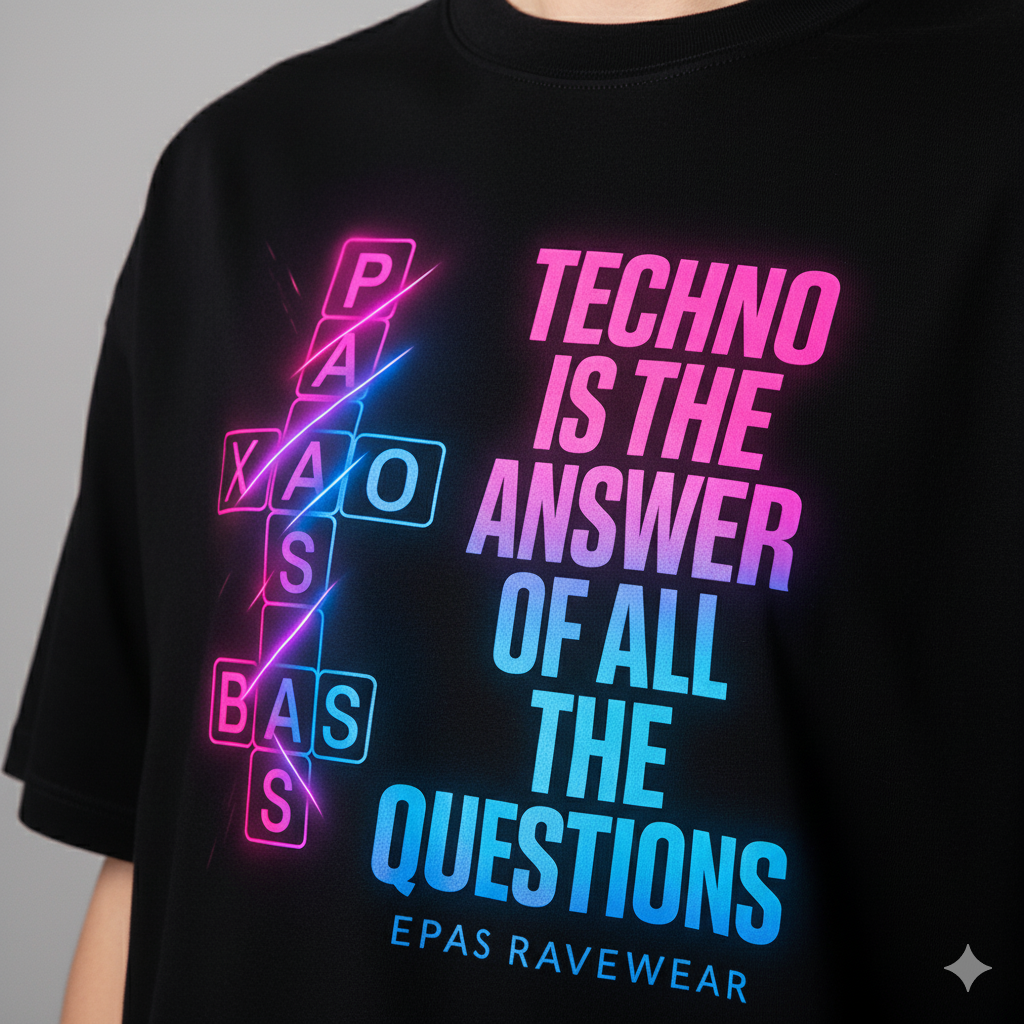 Techno Is The Answer Tee - EPAS Ravewear Oversized T-Shirt