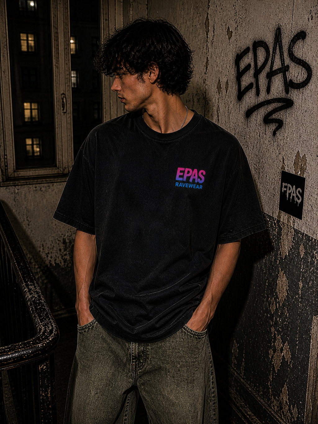 Rave-Inspired Oversize Tee - EPAS Collection, Music Festival Shirt, Unisex Graphic Tee, Streetwear, Party Attire, Rave Wear