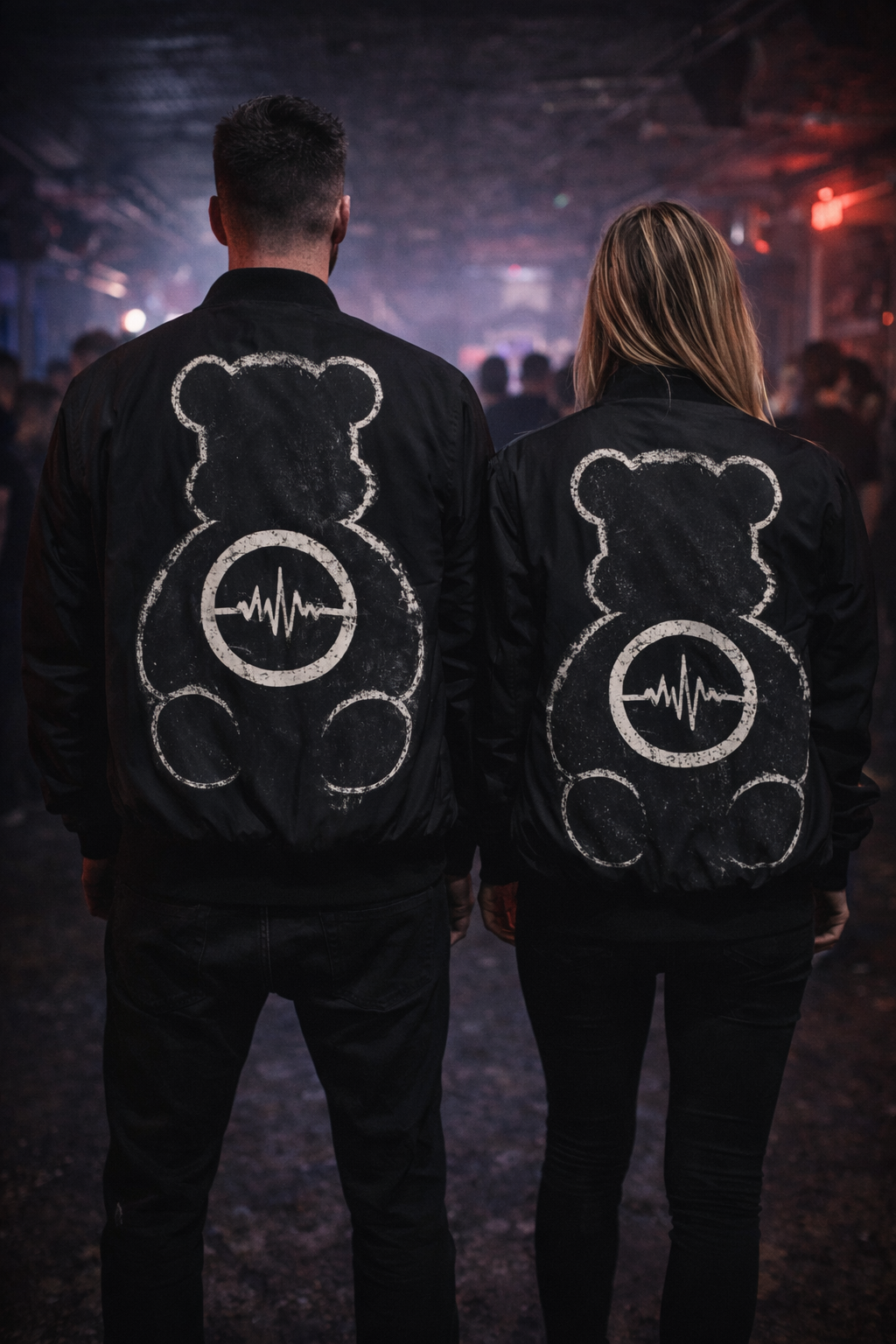 Bear Echo Bomber Jacket — Graphic Men’s Black Bomber with 'EPAS' Chest Logo