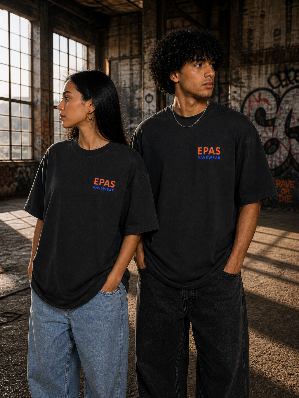 Trendy Rave Oversized Tee - EPAS Ravewear, Party Apparel, Festival Shirt, Unisex Graphic Tee, Dance Event Outfit