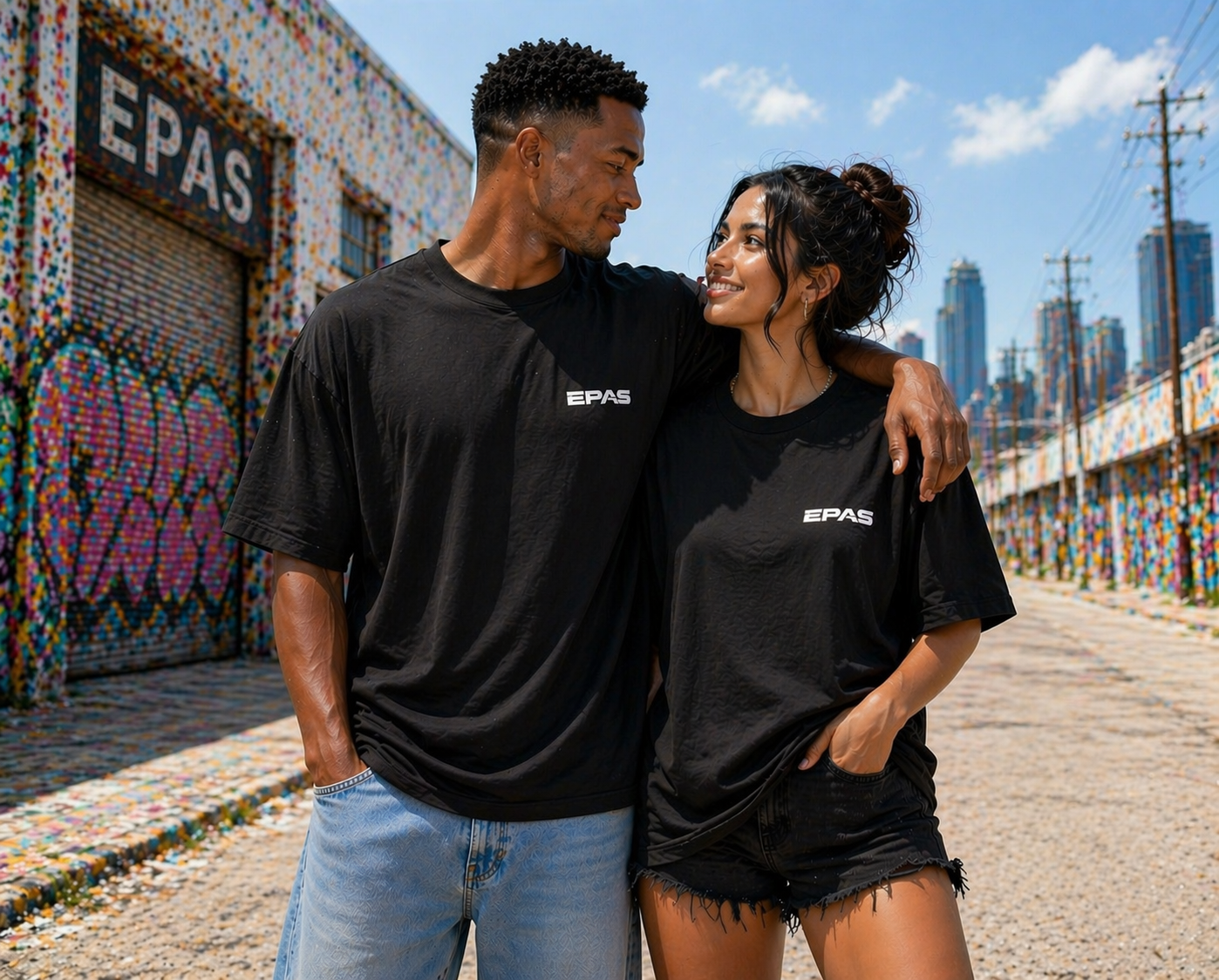 Oversized Tee — Neon Cyber Skull Graphic “EPAS” Streetwear