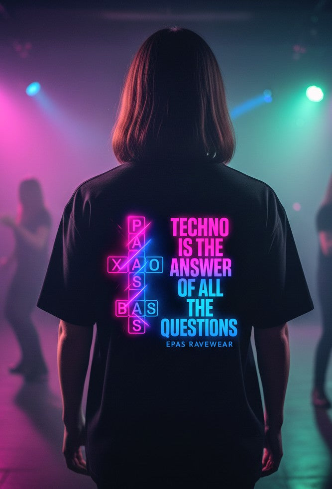 Techno Is The Answer Tee - EPAS Ravewear Oversized T-Shirt