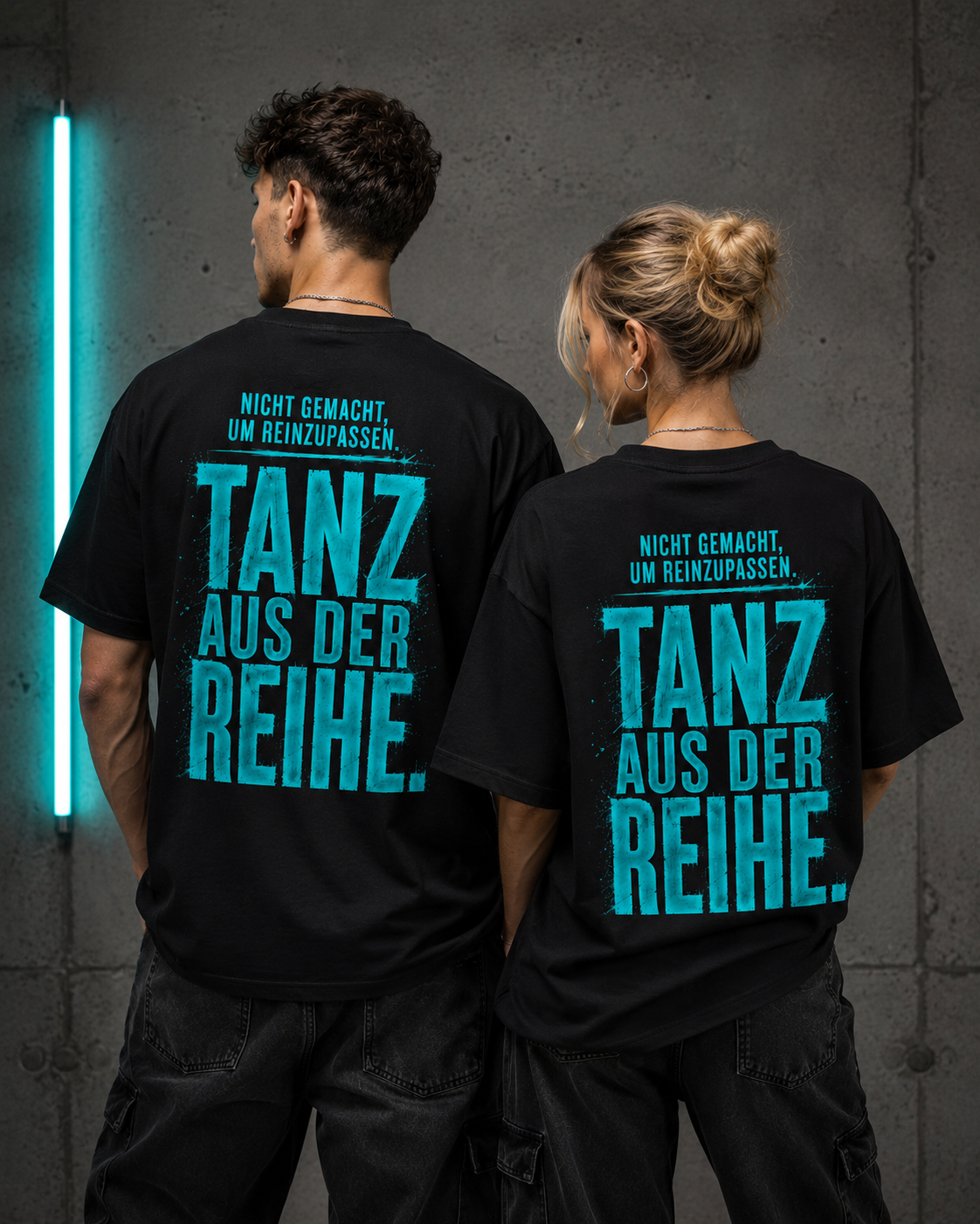 Tee — "Tanz aus der Reihe" Oversized Graphic Tee (German Statement)