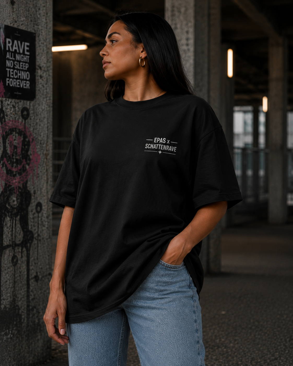 Schattenrave 740 Graphic Tee — Retro Dolphin Surfback Oversized T-Shirt