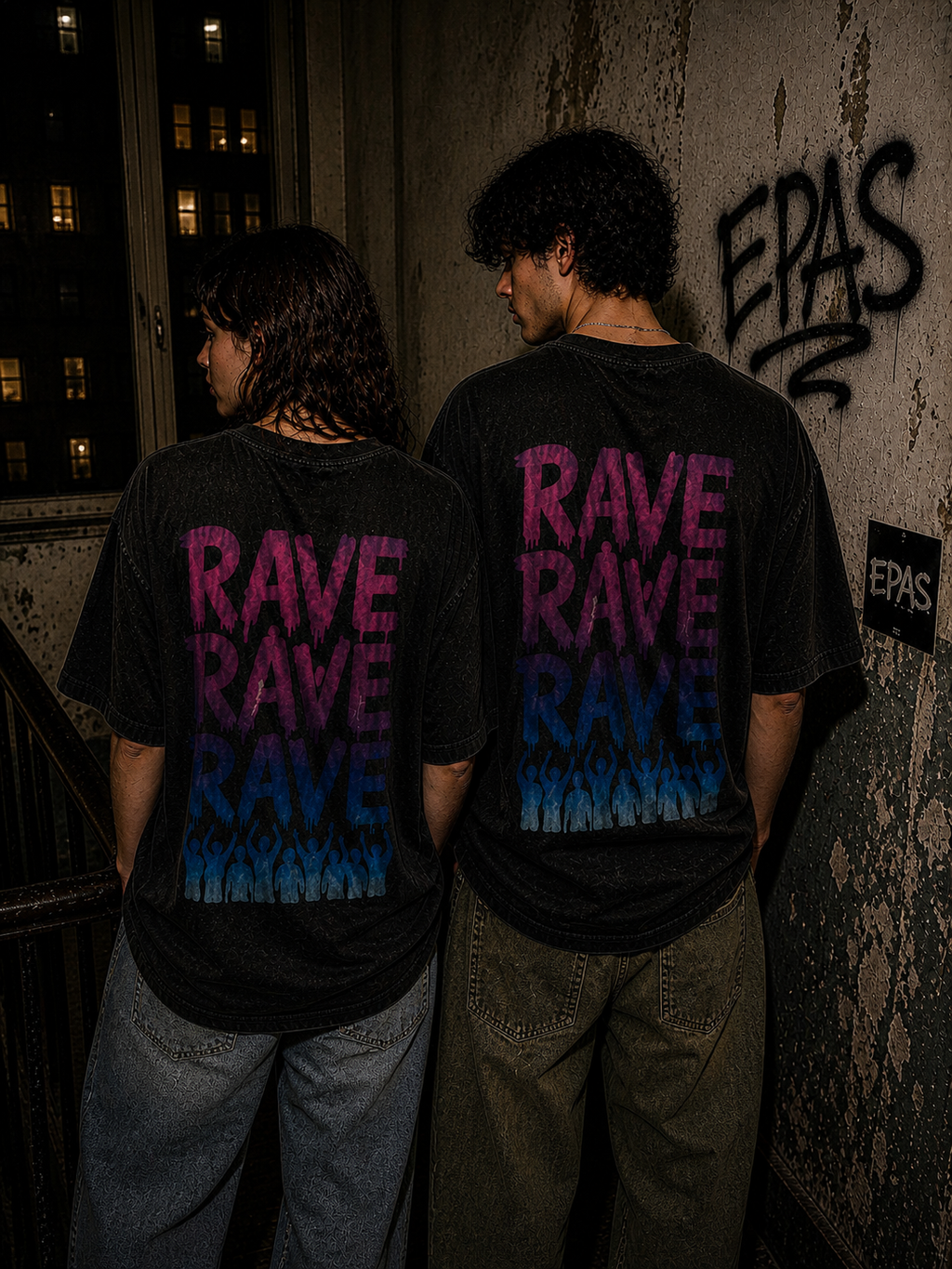 Rave-Inspired Oversize Tee - EPAS Collection, Music Festival Shirt, Unisex Graphic Tee, Streetwear, Party Attire, Rave Wear