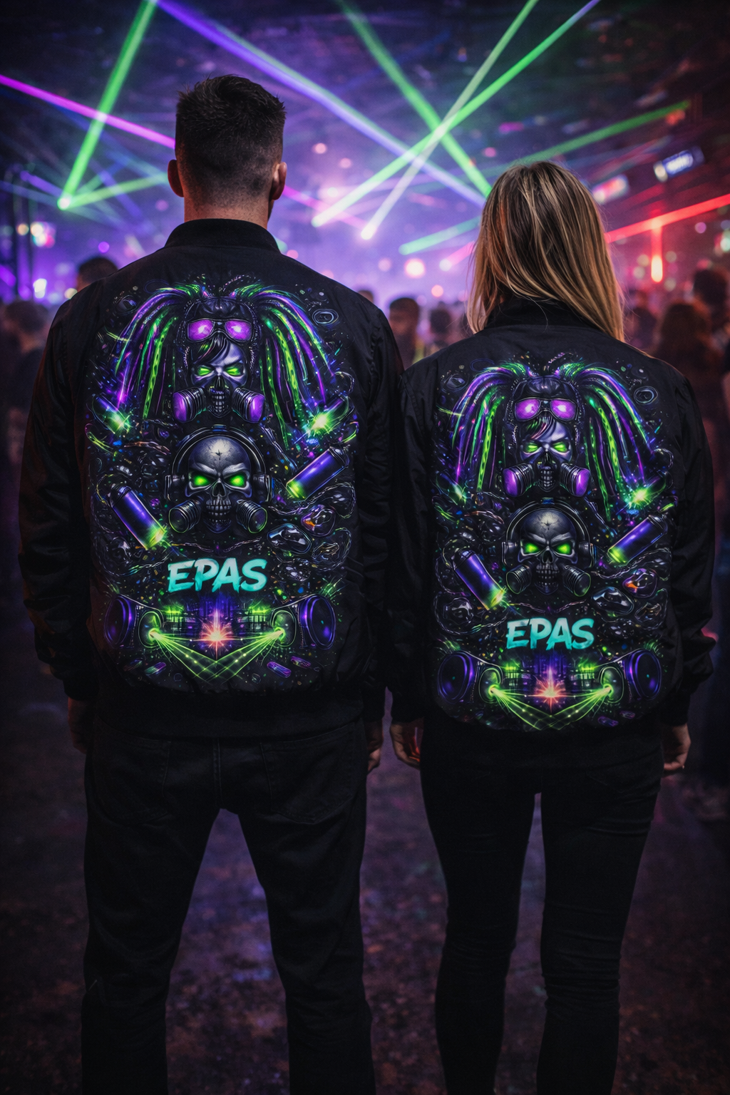 EPAS Neon Cyber Skull Bomber Jacket