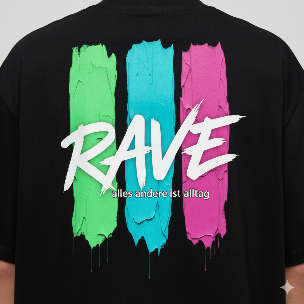 Rave Paint-Stripe Oversized Tee