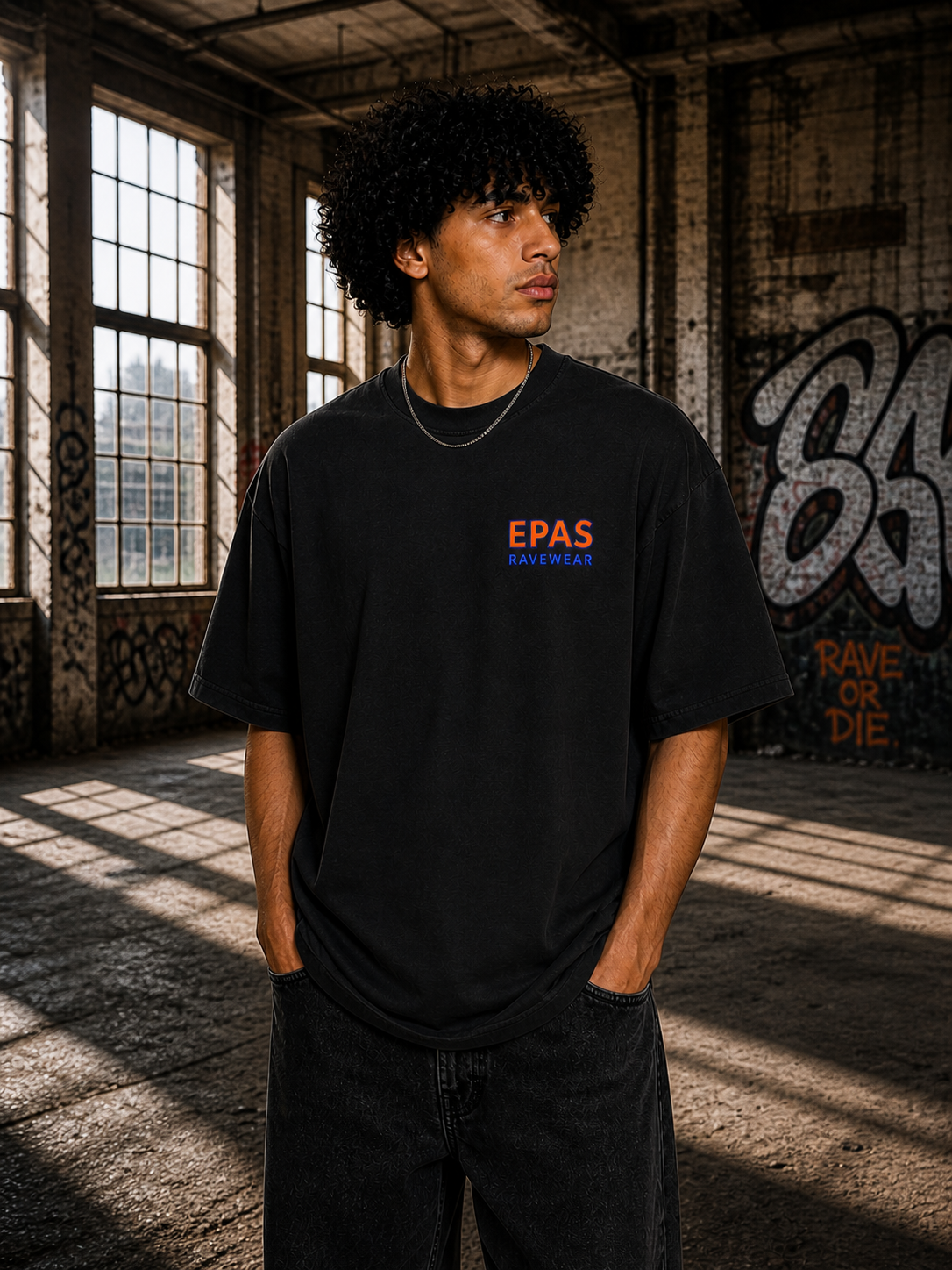 Trendy Rave Oversized Tee - EPAS Ravewear, Party Apparel, Festival Shirt, Unisex Graphic Tee, Dance Event Outfit