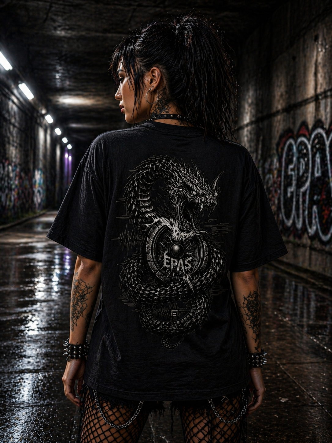 Dragon Graphic Tee — 'EPAS' Oversized White Shirt