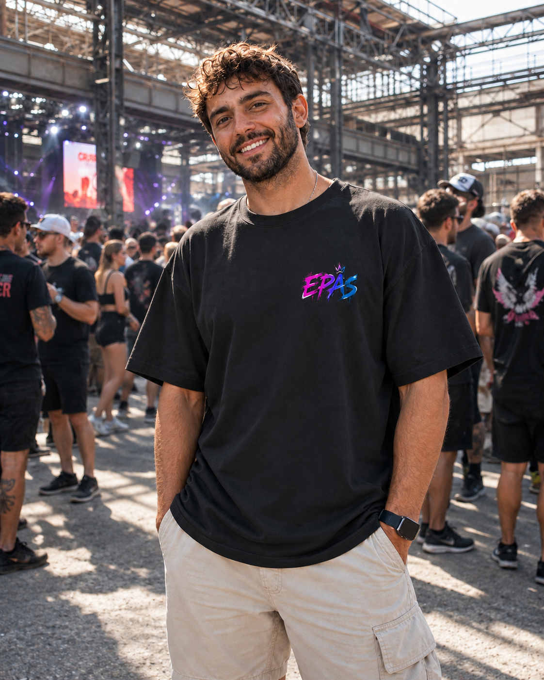 Rave Dirty Oversized Tee — Neon Teddy Graphic Festival T-Shirt