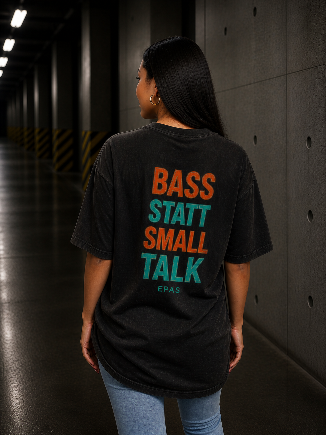 EPAS Ravewear Unisex Heavy Oversize Tee - Bass Statt Small Talk, Streetwear, Festival Fashion, Comfortable Tee, Music Lover Gift