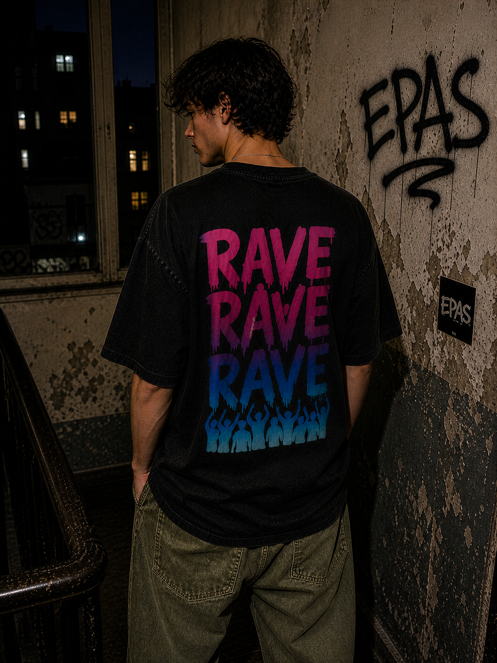 Rave-Inspired Oversize Tee - EPAS Collection, Music Festival Shirt, Unisex Graphic Tee, Streetwear, Party Attire, Rave Wear