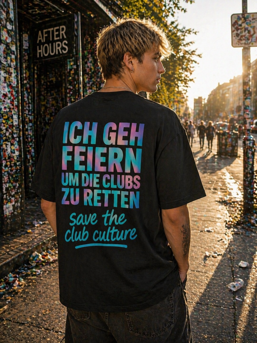 Oversized Tee — “Ich geh feiern / Save the Club Culture” Club Preservation T‑Shirt