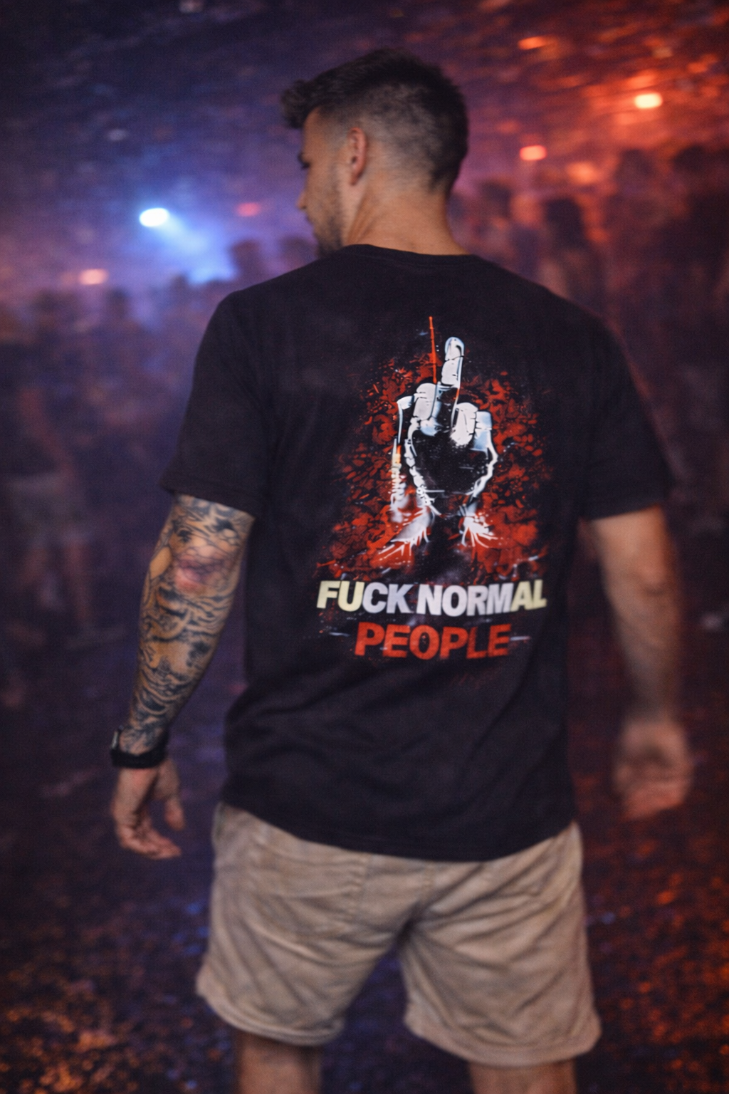 Graphic Tee — “Fuck Normal People” Middle Finger Punk Statement Shirt