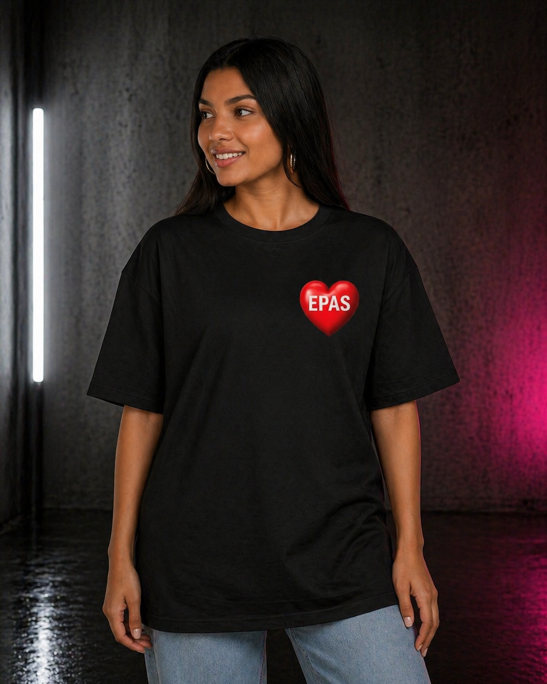 Love Overdose Tee — 'EPAS' Heart Graphic Oversized Shirt