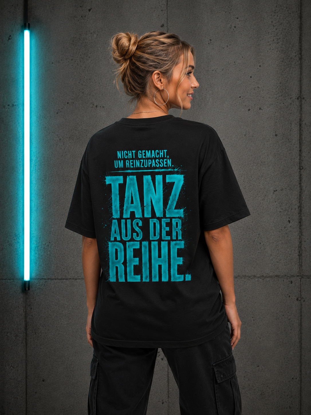 Tee — "Tanz aus der Reihe" Oversized Graphic Tee (German Statement)