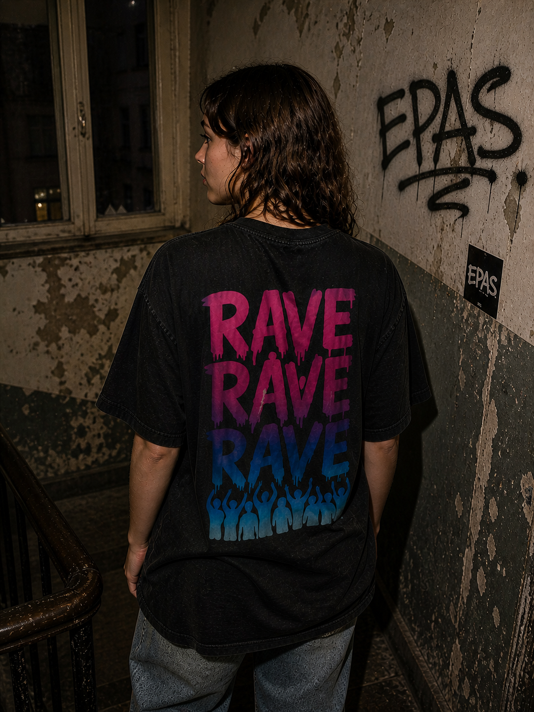 Rave-Inspired Oversize Tee - EPAS Collection, Music Festival Shirt, Unisex Graphic Tee, Streetwear, Party Attire, Rave Wear