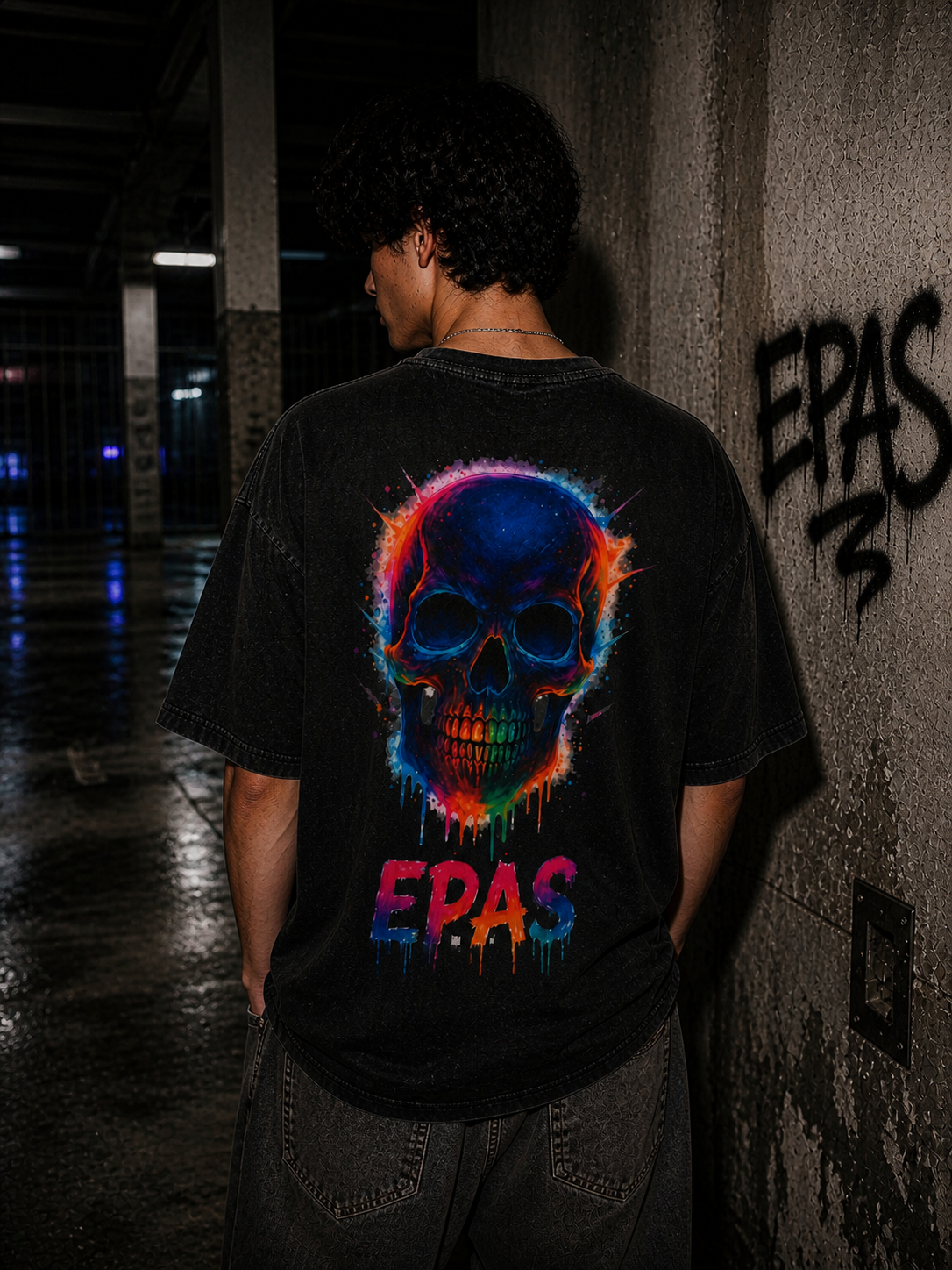 Colorful Skull Graphic Tee, Rave Wear, Festival Shirt, Edgy Streetwear, Unisex Oversized T-Shirt