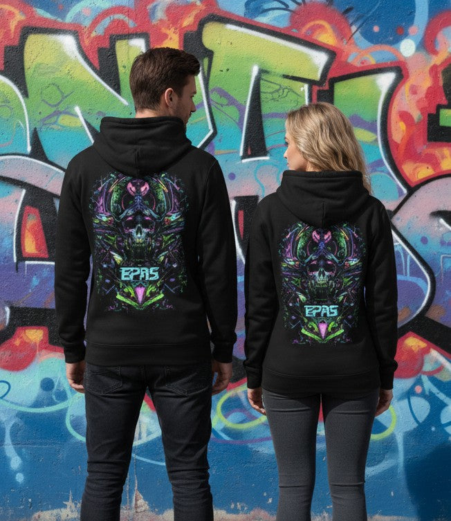 Skull Galaxy Hoodie — Neon EPAS Back Graphic Hoodie