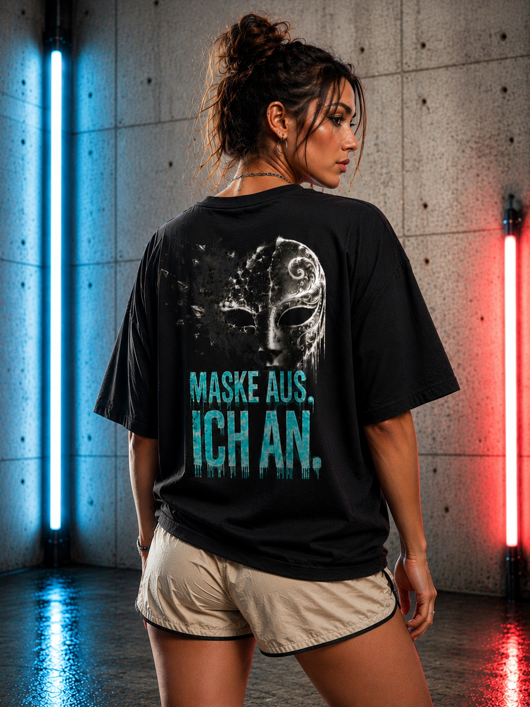 Graphic Tee — 'Maske Aus, Ich An' Mask Design