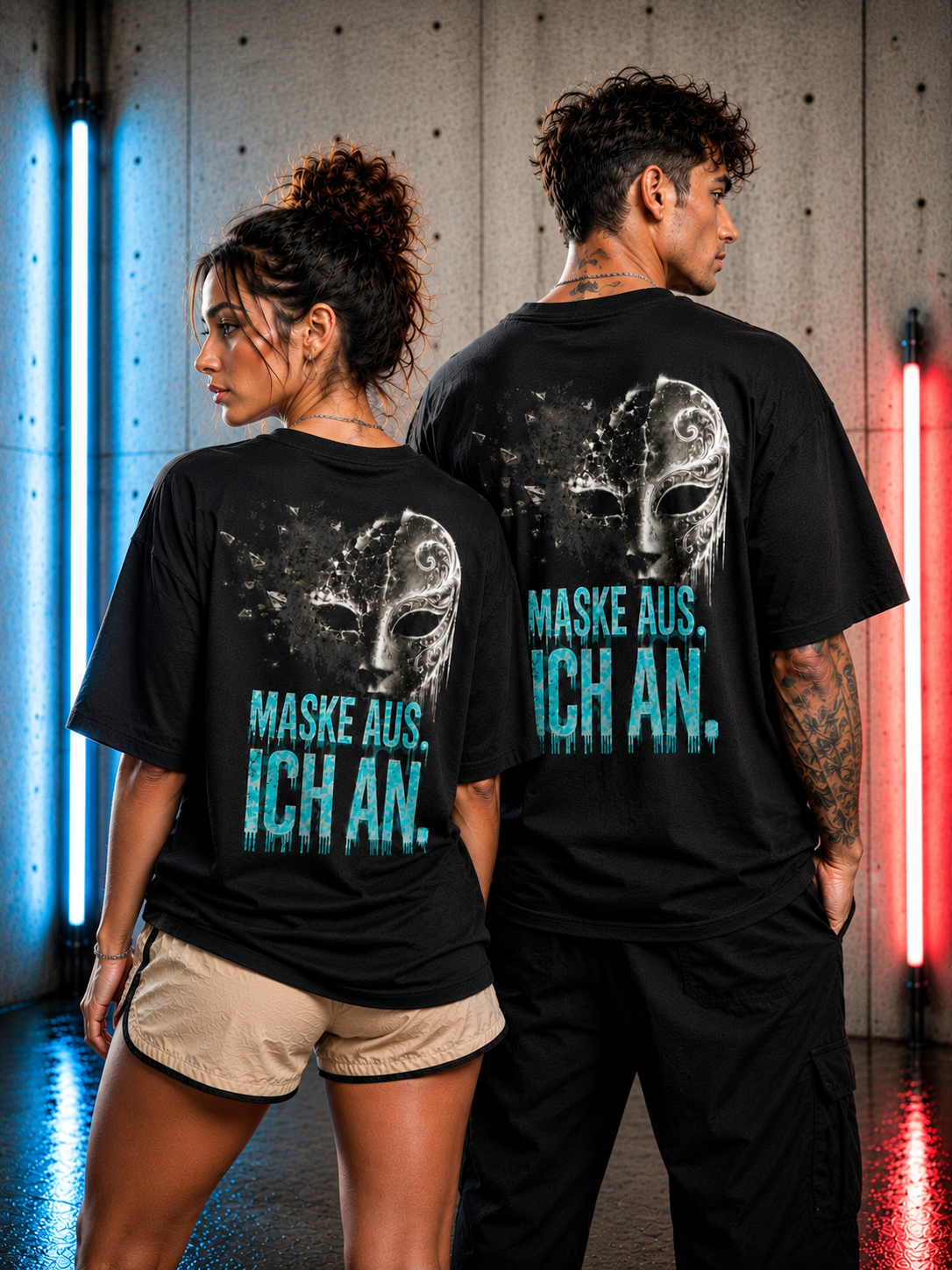 Graphic Tee — 'Maske Aus, Ich An' Mask Design