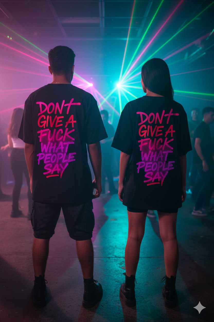 Graphic Tee — "Don't Give a F*** What People Say" Oversized Streetwear