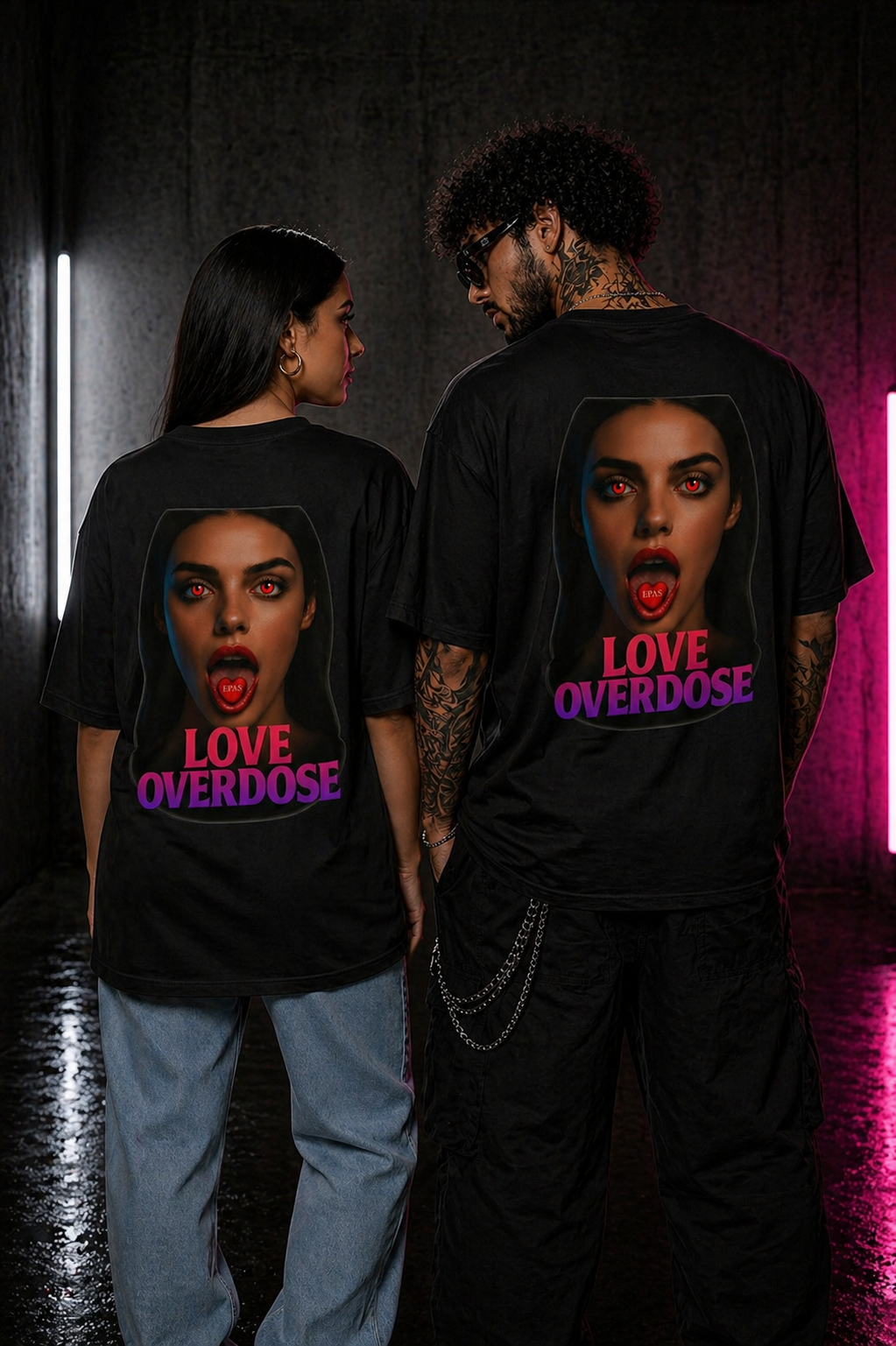 Love Overdose Tee — 'EPAS' Heart Graphic Oversized Shirt