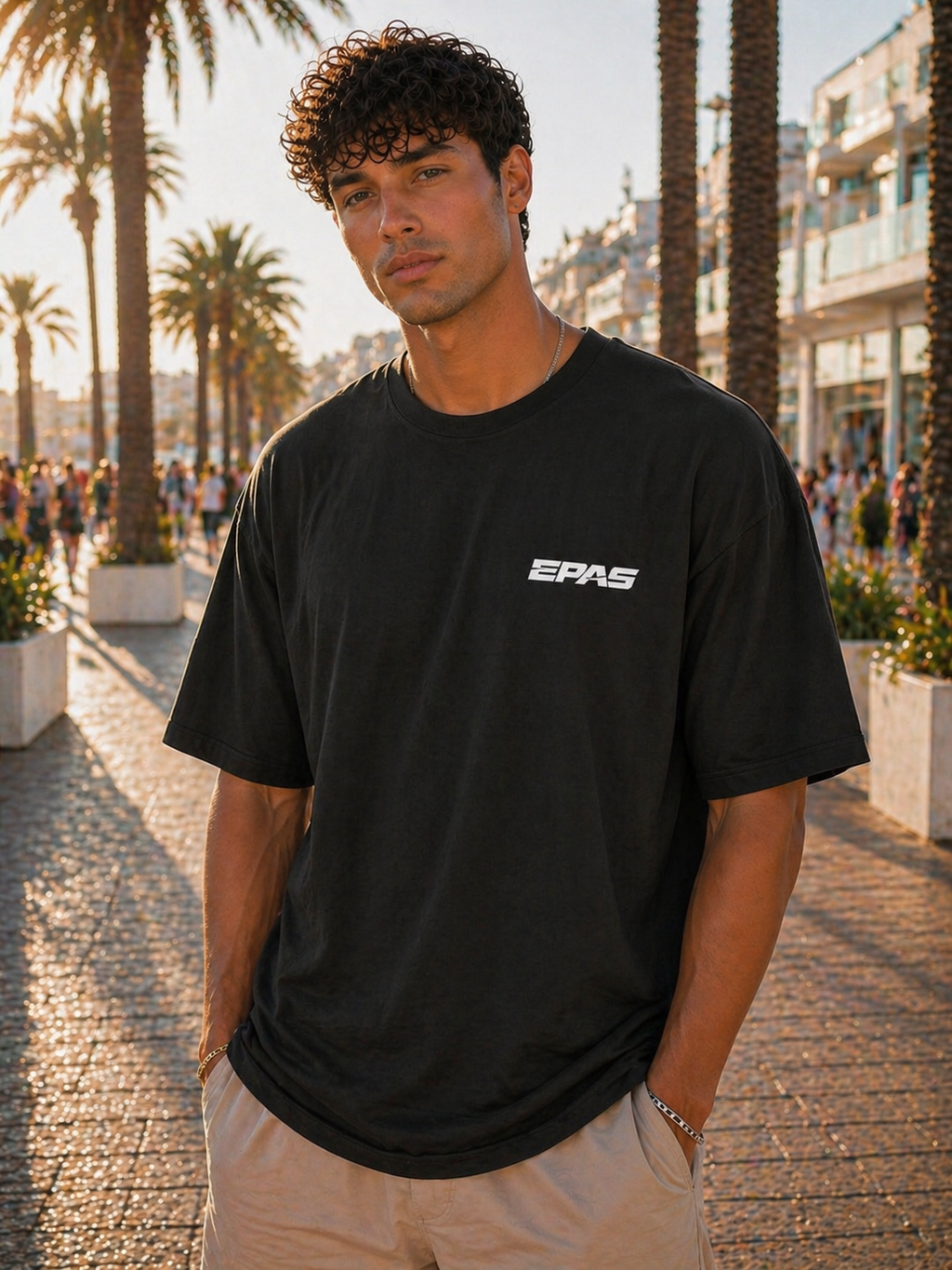 Oversize Tee — Neon Smiley Face Galaxy Graphic