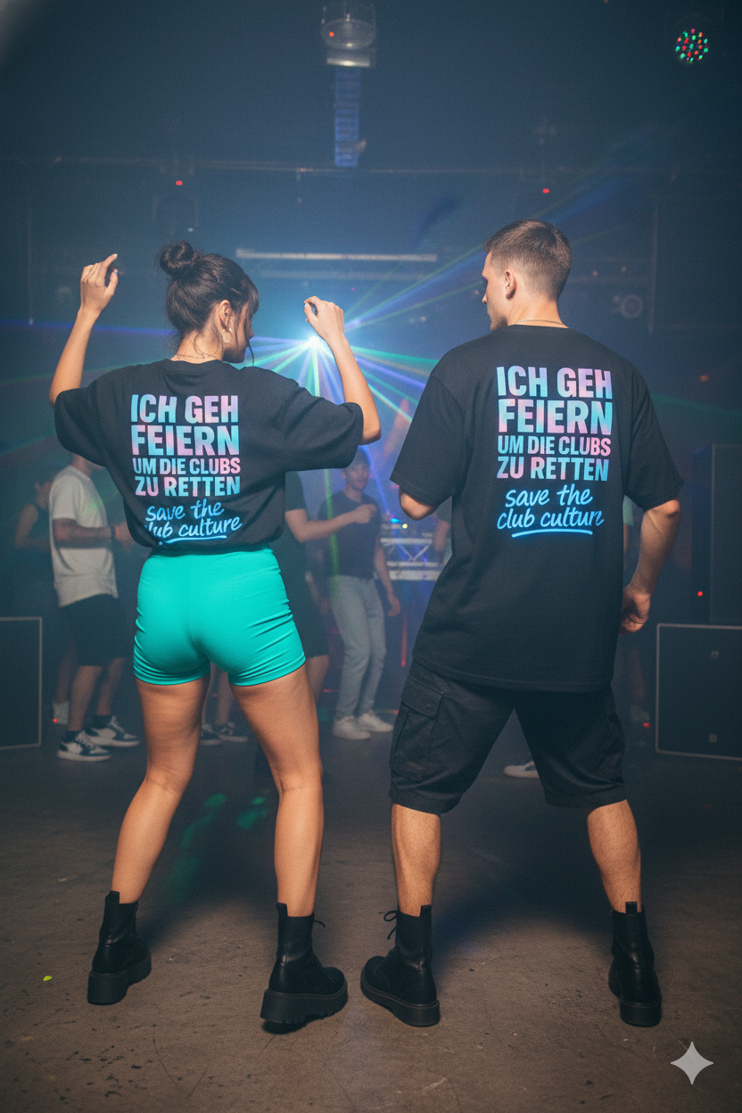 Oversized Tee — “Ich geh feiern / Save the Club Culture” Club Preservation T‑Shirt