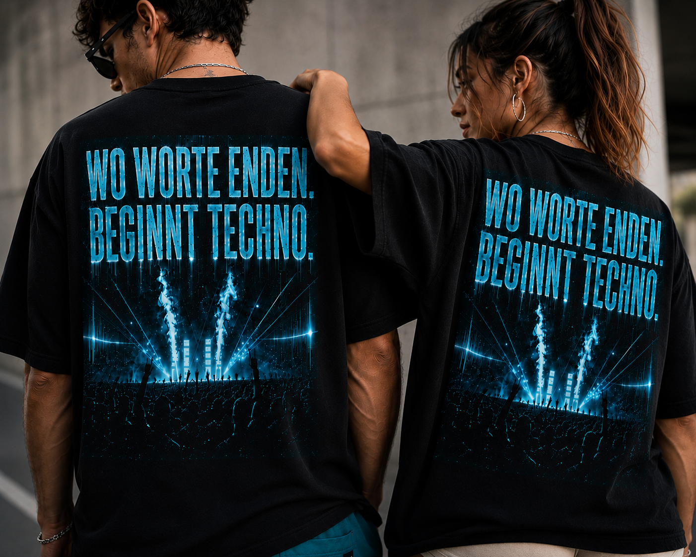 Techno Concert Tee — ‘Wo Worte Enden Beginnt Techno’ Oversized Graphic T‑Shirt