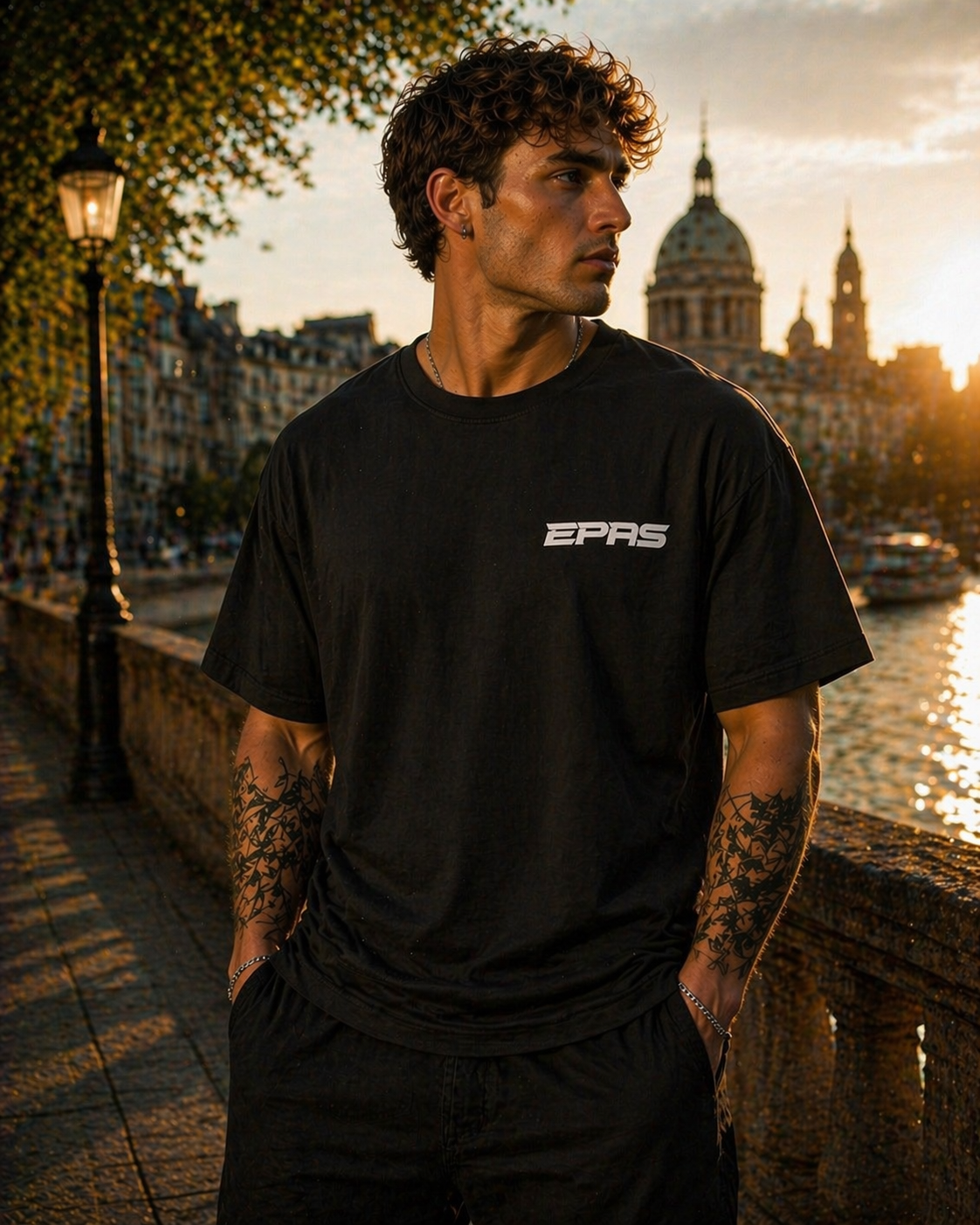 Oversized Tee — Doves & Dual Flowers 'RAVE' Graphic