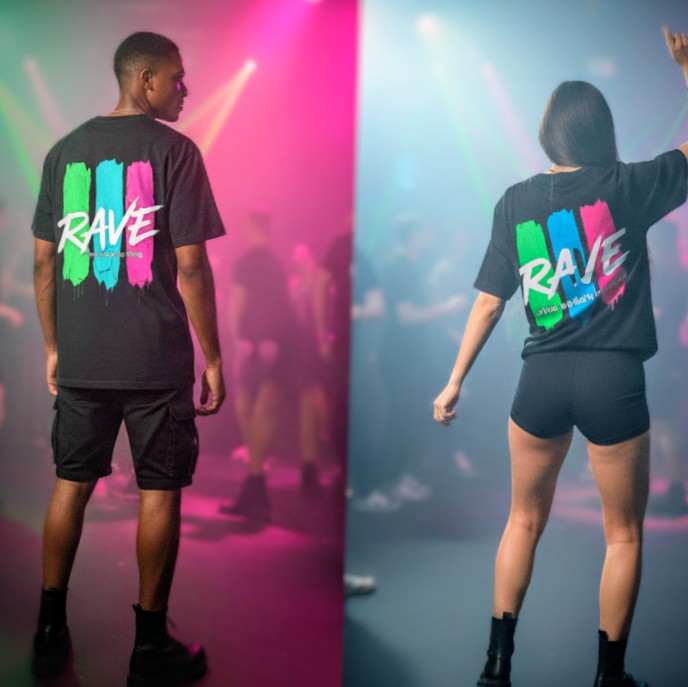 Rave Paint-Stripe Oversized Tee