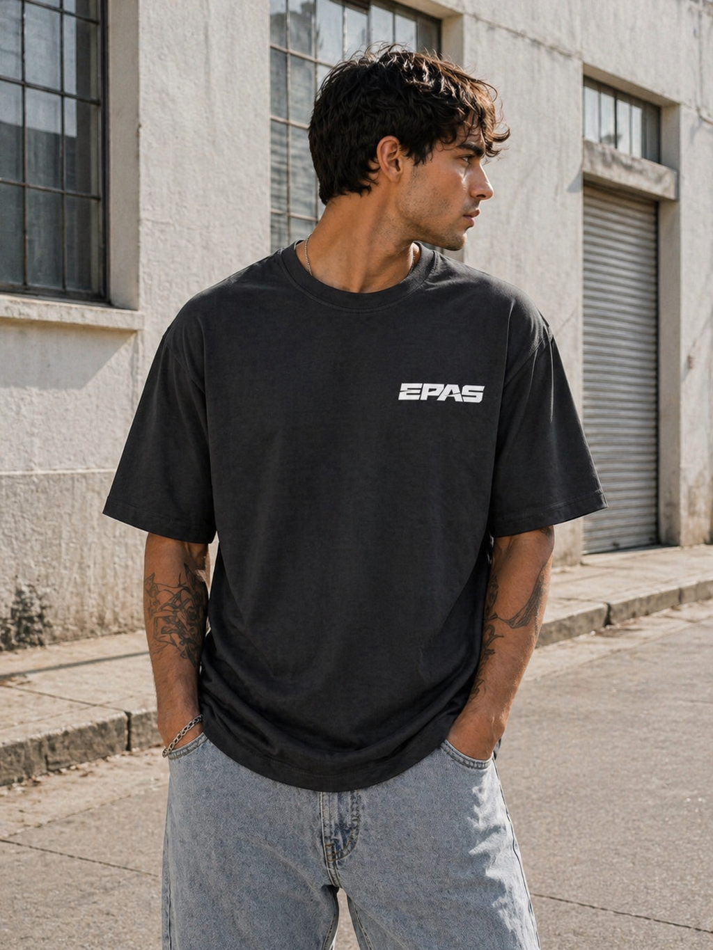 Oversized Tee — Grunge Teddy Bear Graphic Back Print