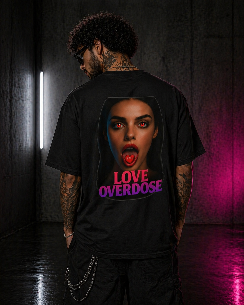 Love Overdose Tee — 'EPAS' Heart Graphic Oversized Shirt