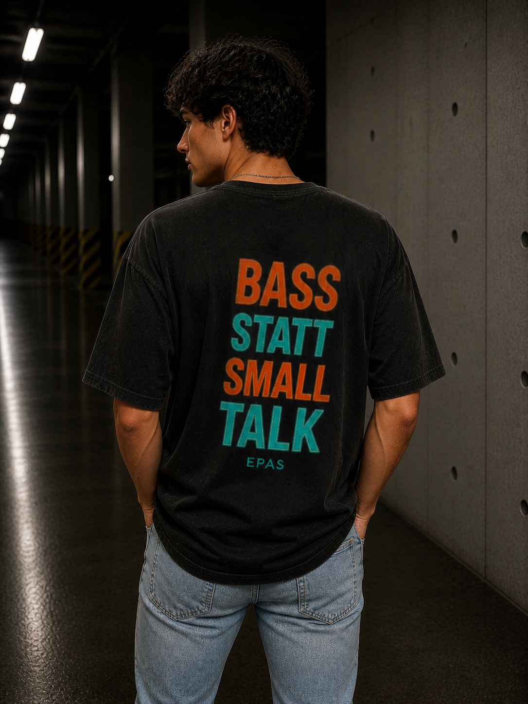 EPAS Ravewear Unisex Heavy Oversize Tee - Bass Statt Small Talk, Streetwear, Festival Fashion, Comfortable Tee, Music Lover Gift