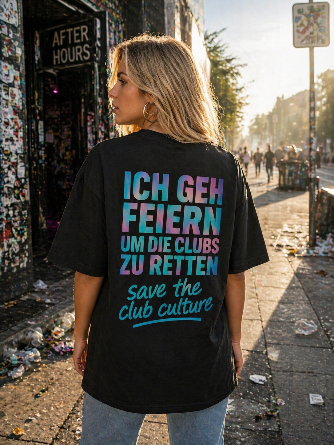 Oversized Tee — “Ich geh feiern / Save the Club Culture” Club Preservation T‑Shirt