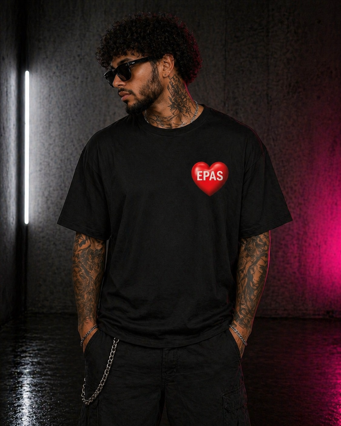 Love Overdose Tee — 'EPAS' Heart Graphic Oversized Shirt