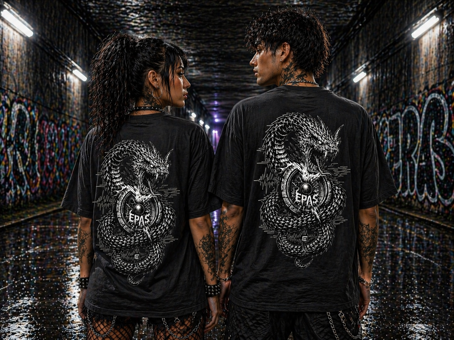 Dragon Graphic Tee — 'EPAS' Oversized White Shirt