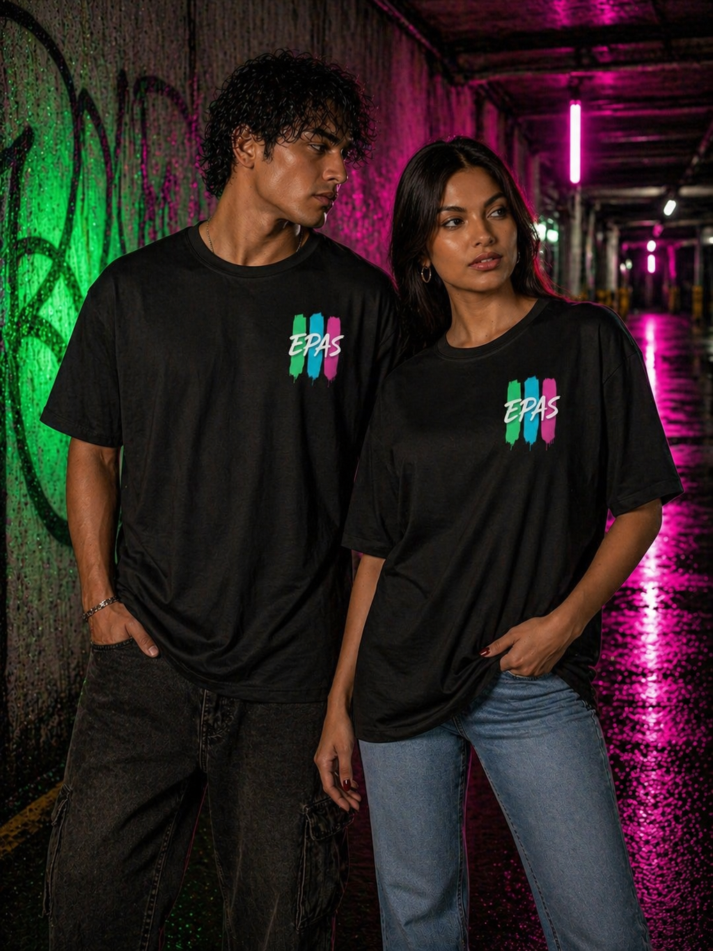 Rave Paint-Stripe Oversized Tee